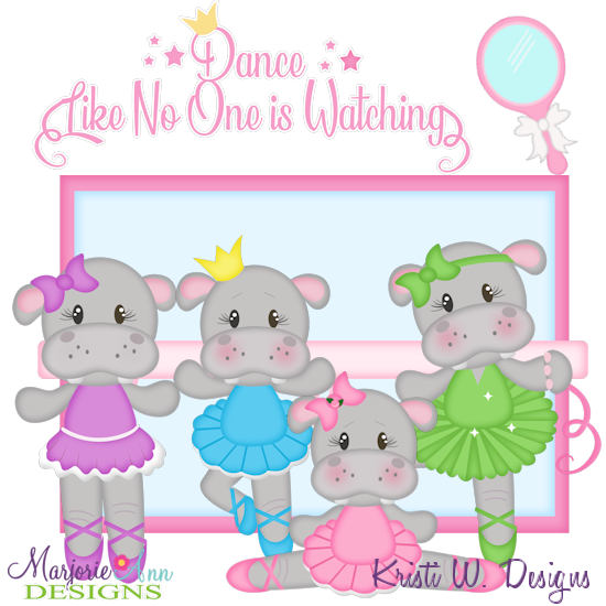 Dancing Hippos SVG Cutting Files Includes Clipart - Click Image to Close